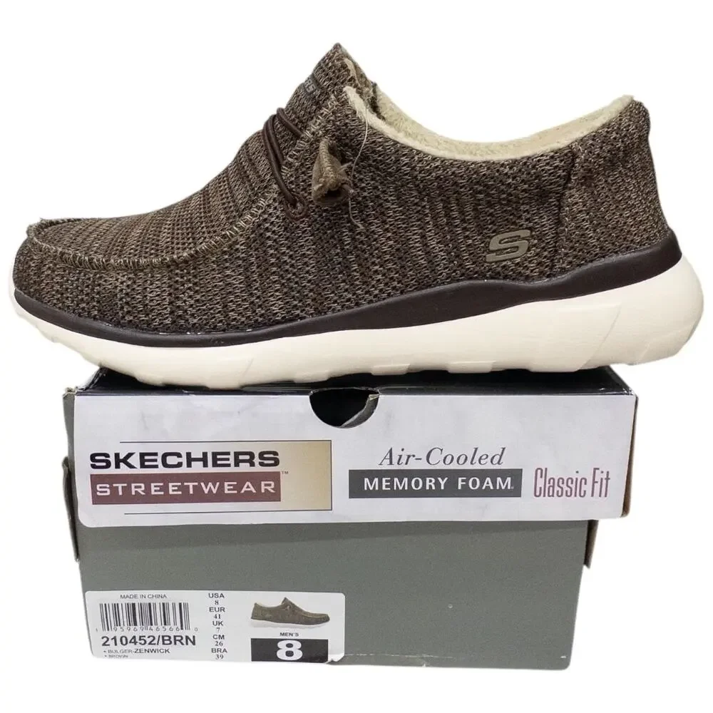 Skechers Bulger Zenwick Slip On Men's Size 8 Brown Fur Lined Moccasin Loafer